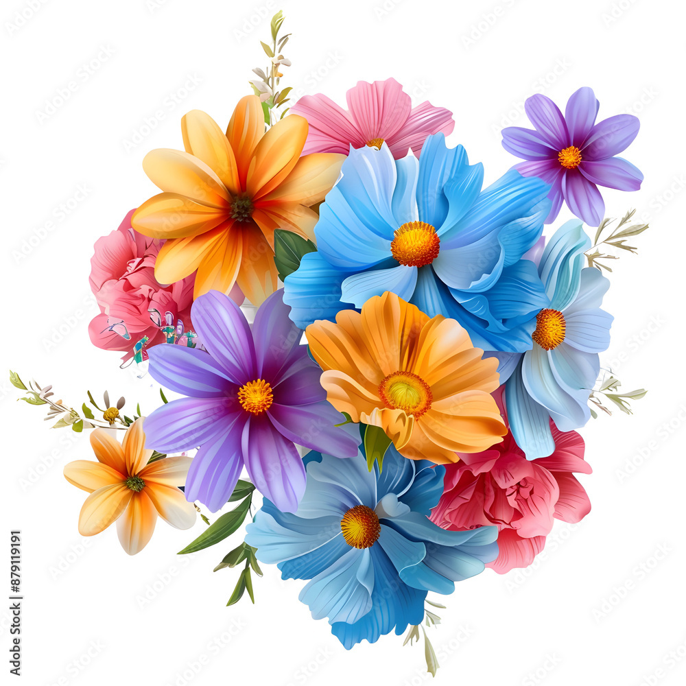 bouquet of beautiful flowers isolated on white background.generative ai bouquet of beautiful flowers isolated on white background.generative ai