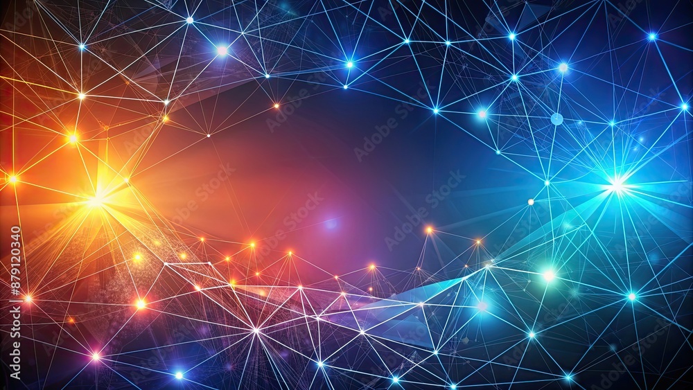 Fototapeta premium Abstract polygonal background with lines, dots, and glowing elements, polygon, abstract, background, lines, dots, glowing