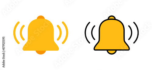Ring bell icon in flat style. Notification alert concept