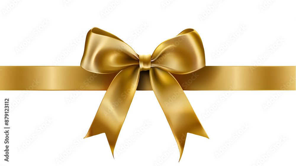 golden bow with horizontal ribbon isolated on white background.generative ai golden bow with horizontal ribbon isolated on white background.generative ai