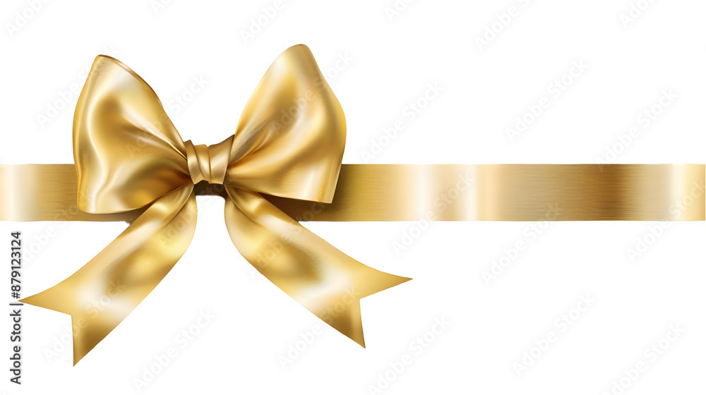 golden bow with horizontal ribbon isolated on white background.generative ai golden bow with horizontal ribbon isolated on white background.generative ai