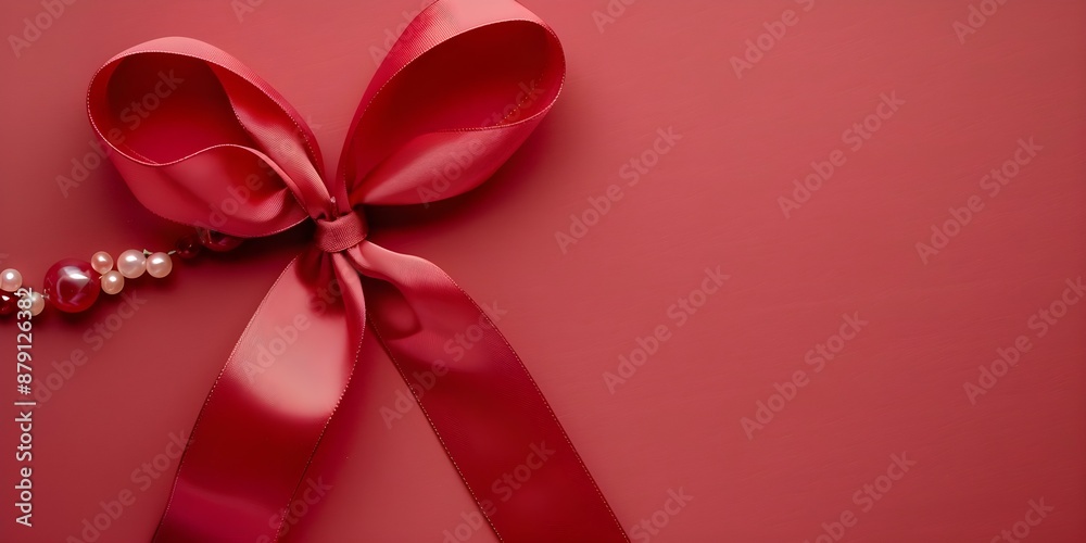 Symbolic Meaning of the Red Pearl Ribbon for Latex Allergy Awareness. Concept Latex Allergy Awareness, Red Pearl Ribbon, Symbolism Symbolic Meaning of the Red Pearl Ribbon for Latex Allergy Awareness. Concept Latex Allergy Awareness, Red Pearl Ribbon, Symbolism