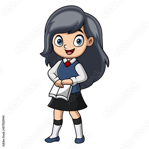 Cute happy school girl cartoon 