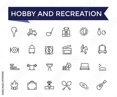 Hobby and Recreation Linear Signed Icon set with editable stroke collection for web and ui. Line icons pack. Vector illustration.