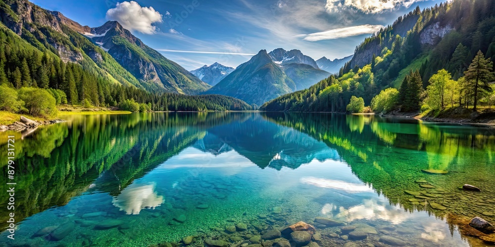 A serene lake nestled in the mountains, mountain, lake, serene, tranquil, nature, landscape, wilderness, scenic A serene lake nestled in the mountains, mountain, lake, serene, tranquil, nature, landscape, wilderness, scenic