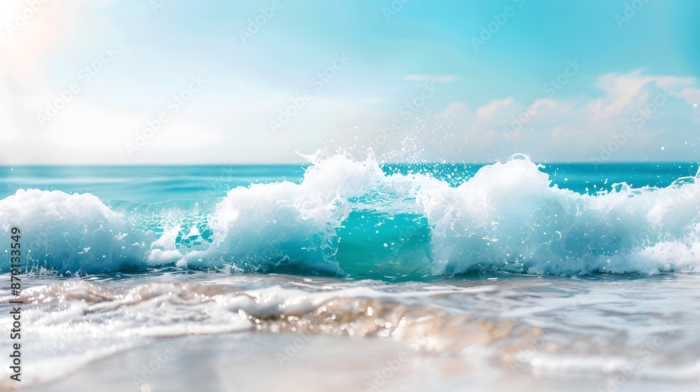 Fototapeta premium Tranquil Seascape: Serene Light Blue Ocean with Gentle Waves