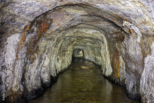 Abandoned Ocean Shore Railroad Creek Tunnel in Davenport, California, USA. photo