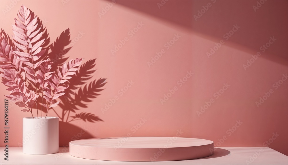 Abstract Pink and White Podium pedestal background. Best for product photography. Abstract Pink and White Podium pedestal background. Best for product photography.