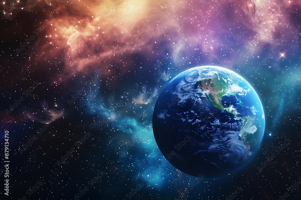 Fototapeta premium Beautiful Cosmic Scene of Earth Against a Starry Backdrop