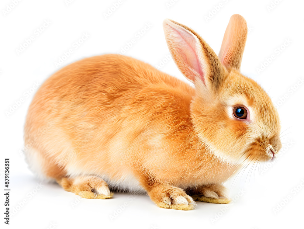 A fluffy white rabbit isolated on a white background looking cute and adorable A fluffy white rabbit isolated on a white background looking cute and adorable