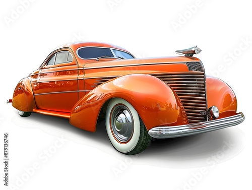 Classic red convertible sports car speed model isolated on white background