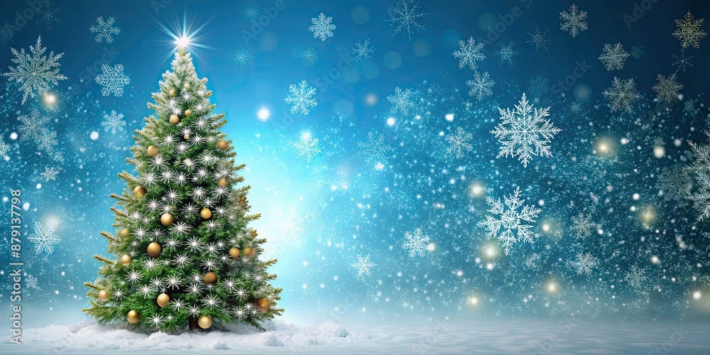 Christmas tree covered in snowflakes, Christmas, tree, snowflakes, winter, holiday, decoration, festive, season, cold, December Christmas tree covered in snowflakes, Christmas, tree, snowflakes, winter, holiday, decoration, festive, season, cold, December