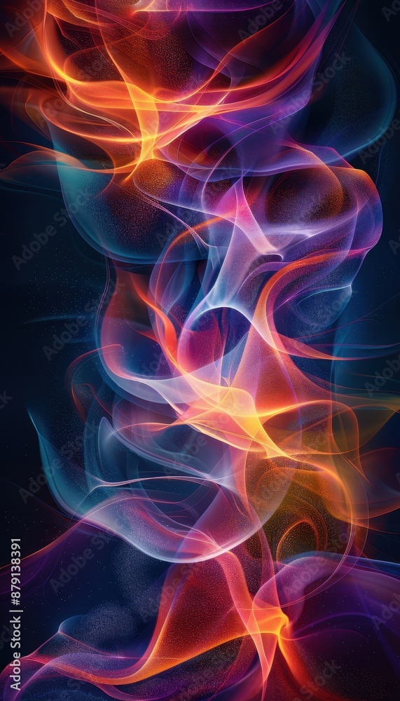 Fototapeta premium A colorful, swirling line of light with a blue background