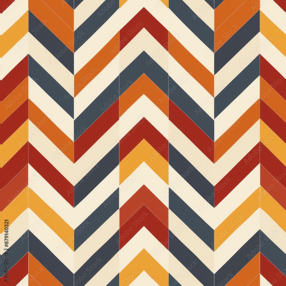 Abstract Chevron Pattern in Red, Orange, and Blue Abstract Chevron Pattern in Red, Orange, and Blue