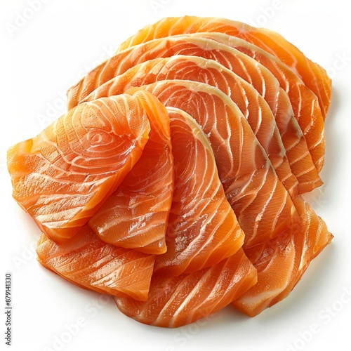 salmon slices,  vibrant colors, perfect for content related to seafood and culinary arts. photo