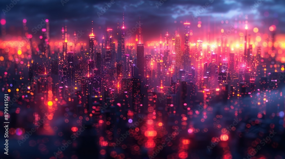 Abstract pattern of city lights at night, creating a sense of vibrant urban energy Abstract pattern of city lights at night, creating a sense of vibrant urban energy