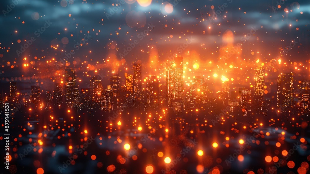 Abstract pattern of city lights at night, creating a sense of vibrant urban energy Abstract pattern of city lights at night, creating a sense of vibrant urban energy