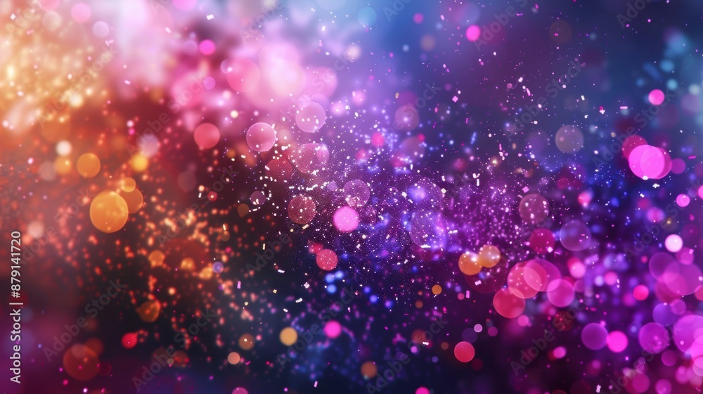 Vivid abstract pattern featuring colorful bokeh light sparkles, creating a festive and enchanting visual effect. Vivid abstract pattern featuring colorful bokeh light sparkles, creating a festive and enchanting visual effect.
