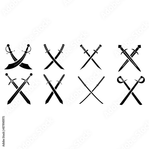 Sword icon vector set. saber illustration sign collection. weapon symbol. steel logo.