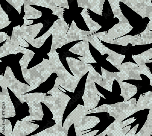 The seamless background with swallows.