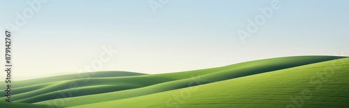 Panoramic natural minimalistic landscape with green hills