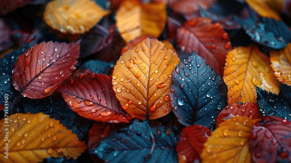 Artistic composition of colorful autumn leaves on a forest floor, capturing seasonal beauty Artistic composition of colorful autumn leaves on a forest floor, capturing seasonal beauty