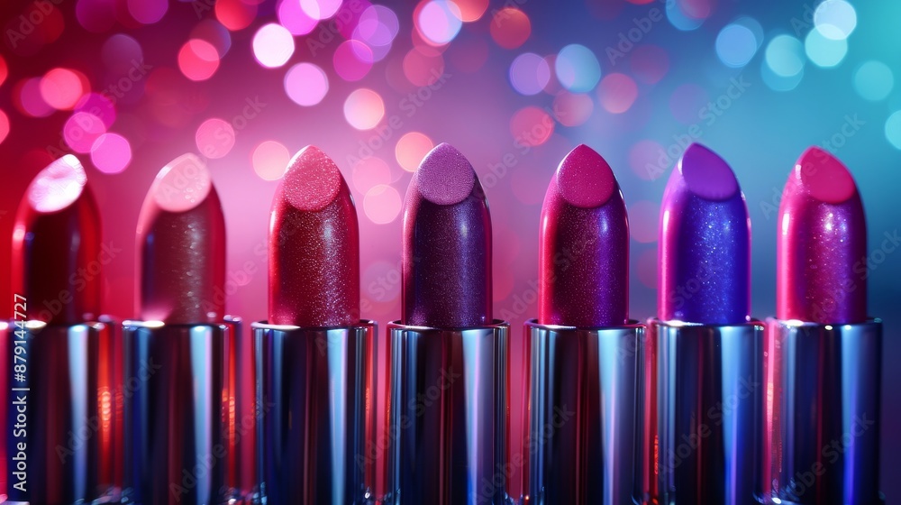 Lipstick Collection Focus on a collection of lipsticks in various shades with a chic background Lipstick Collection Focus on a collection of lipsticks in various shades with a chic background