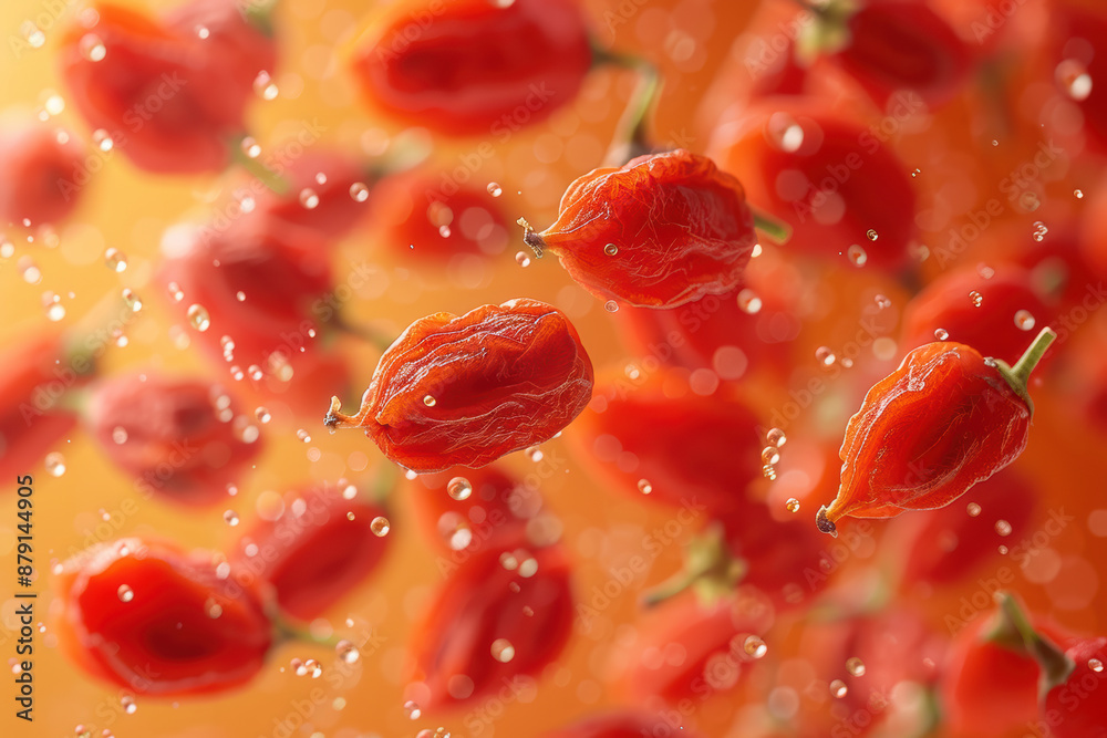 Goji Berries on Pastel Orange Background Goji Berries on Pastel Orange Background