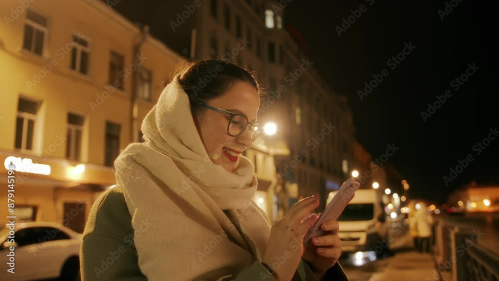 Charming young girl on city tour takes photographs for memory. Slow motion. Charming young girl on city tour takes photographs for memory. Slow motion.