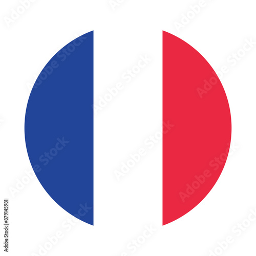 France country round flag icon vector sign symbol illustration,  France Flag Icon – Modern Circular French Flag Design