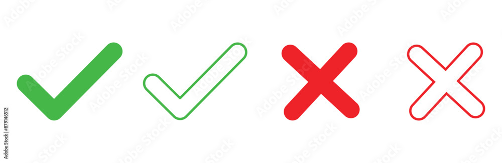 check mark tick cross vector icon set check mark tick cross vector icon set