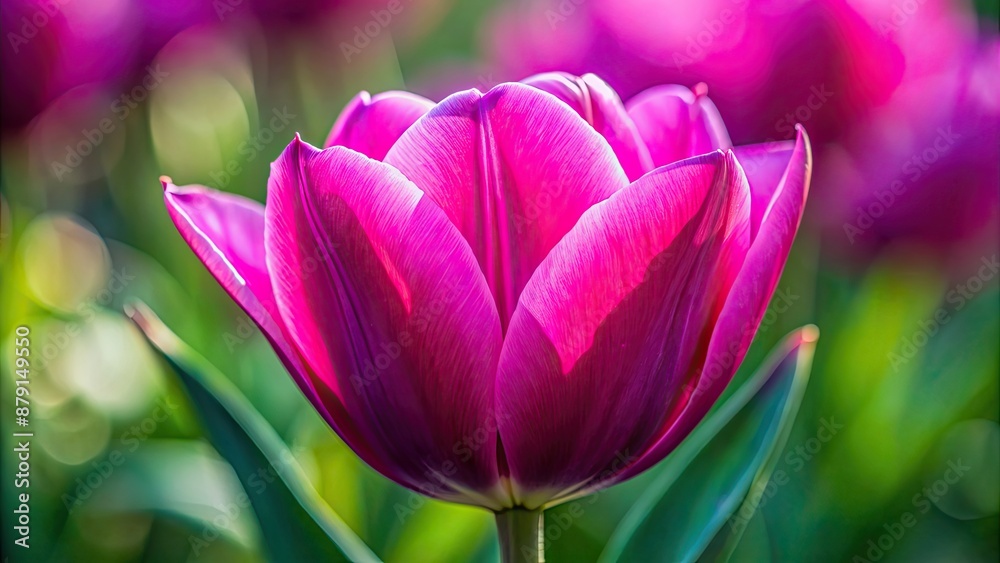 Close-up of a vibrant magenta tulip showcasing its delicate petals and intricate details, magenta, tulip, flower, close-up Close-up of a vibrant magenta tulip showcasing its delicate petals and intricate details, magenta, tulip, flower, close-up