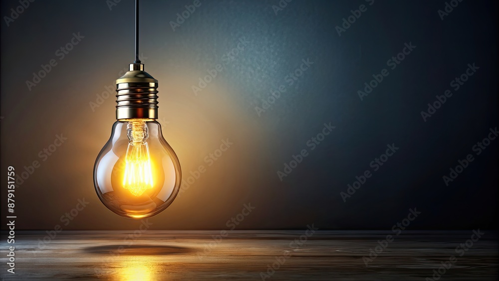 Bright glowing light bulb illuminating a dark room, innovation, electricity, energy, idea, creativity, invention Bright glowing light bulb illuminating a dark room, innovation, electricity, energy, idea, creativity, invention