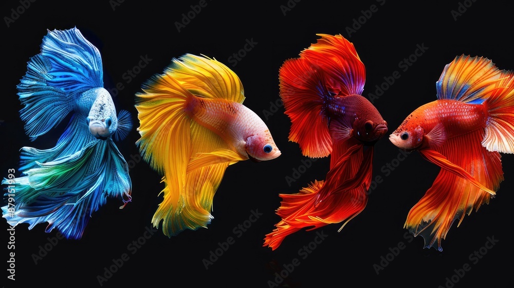 Colorful Siamese fighting fish on black background Colorful Siamese fighting fish on black background