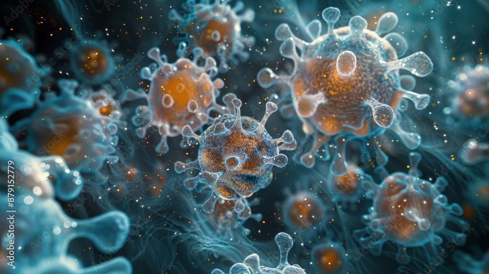 Microscopic View of Virus Particles Microscopic View of Virus Particles