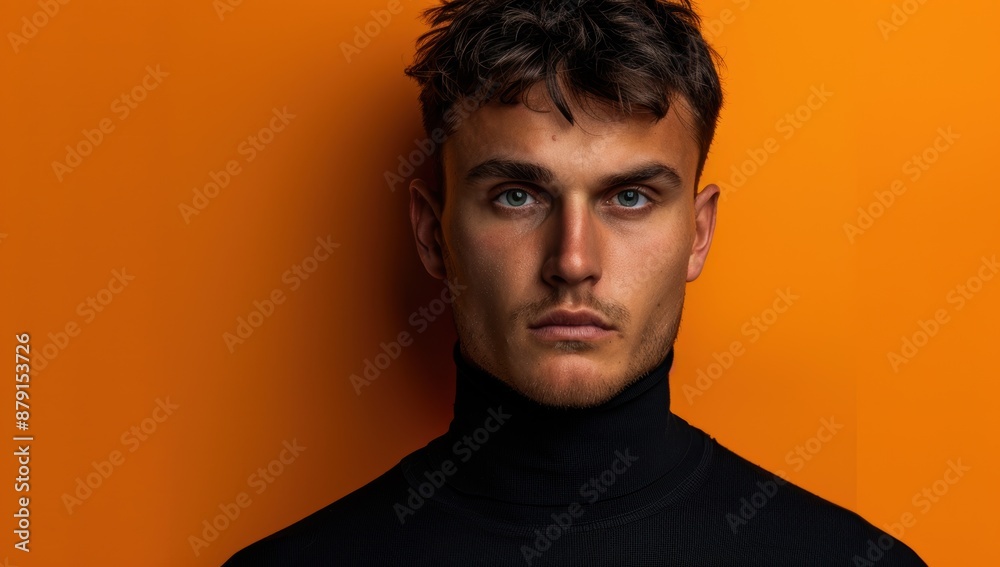 Handsome young man with intense gaze Handsome young man with intense gaze