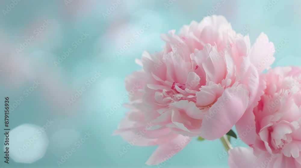 Obraz premium Peony flowers, soft-focus vintage garden backdrop, soft shadows, represent prosperity, lush and abundant composition.