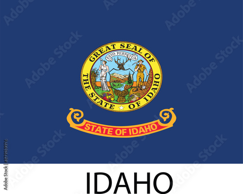 Idaho Flag, United States Flags, Vector Image, Editable illustration, Geography, Learn US Flags