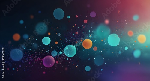 Serene Abstract Painting with Multicolored Circles on Dark Blue Background