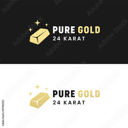 Pure gold logo or 24 karat gold label vector isolated. Best 24 karat gold icon for apps, websites, or product packaging design element.