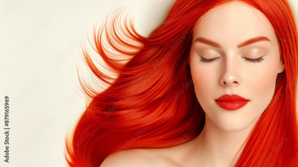 A woman with red hair and red lipstick. A woman with long red hair and red lips. The image has a bold and confident mood, with the woman's striking appearance and the vibrant red color of her hair A woman with red hair and red lipstick. A woman with long red hair and red lips. The image has a bold and confident mood, with the woman's striking appearance and the vibrant red color of her hair