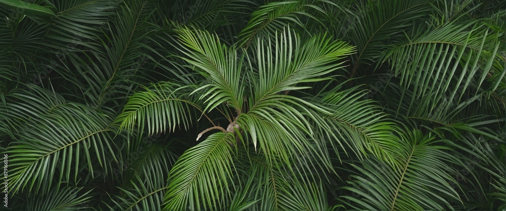 Top view of palm trees, illustration banner Top view of palm trees, illustration banner