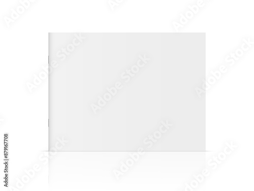Vector realistic standing 3d magazine mockup with white blank cover isolated