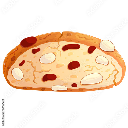 Traditional Italian sweet pastry biscotti. Cantucci dessert illustration isolated on white.