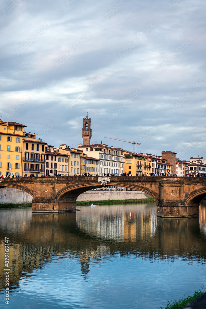 Dawn in the center of the renaissance capital - Florence. The oldest Ponto Vecchio bridge. Dawn in the center of the renaissance capital - Florence. The oldest Ponto Vecchio bridge.