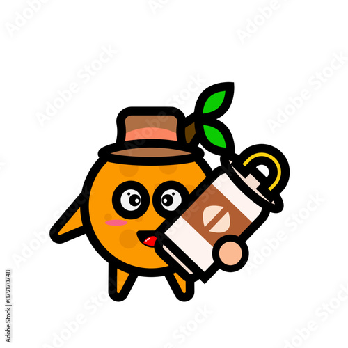 orange farmer mascot carrying milk can