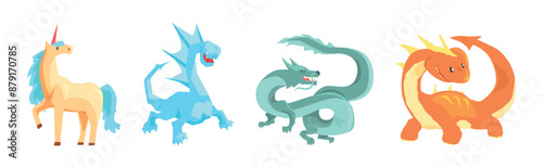 Mythical Creature from Folklore and Fairytale Vector Set