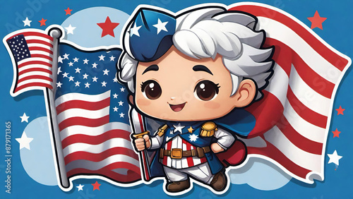 Cute Cartoon Characters American Flag Background | Independence Day 4th of July Theme

