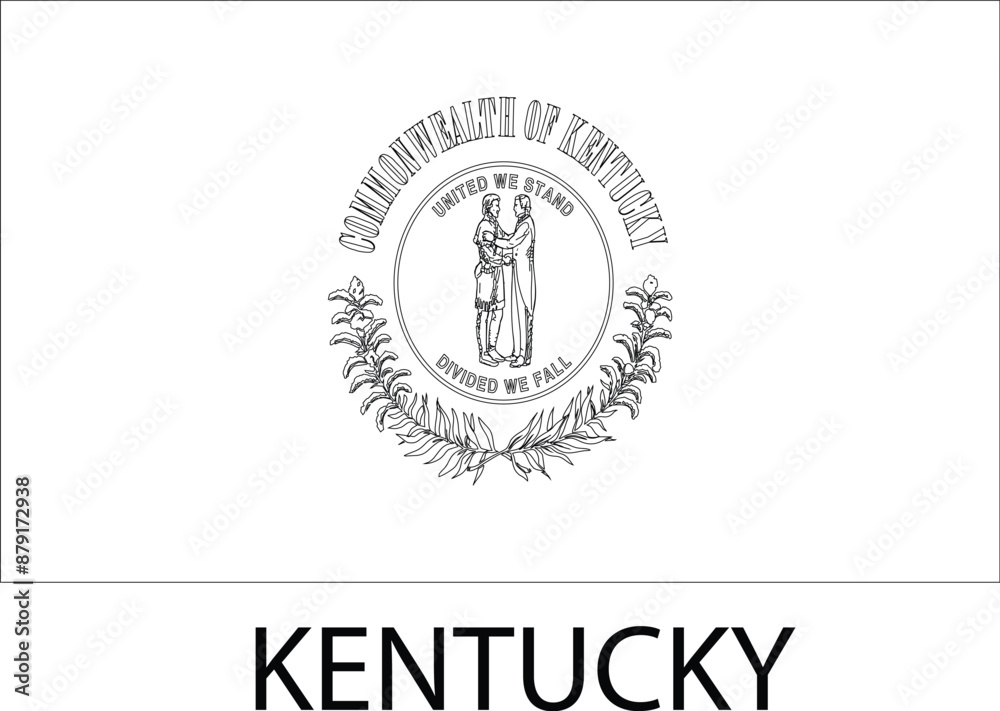 Fototapeta premium Kentucky Flag, United States Flags, Black and White Image, Vector Image, Editable illustration, Geography, Learn US Flags