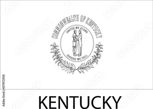 Kentucky Flag, United States Flags, Black and White Image, Vector Image, Editable illustration, Geography, Learn US Flags